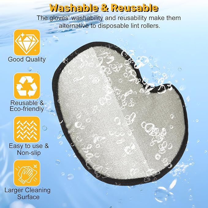 2 Pack Pet Hair Removal Gloves, Reusable Electrostatic Glove Pet Hair Removal Brush for Dogs Cats Grooming, Pet Hair Remover Tool for Furniture, Clothing, Couch, Carpet, Car Seats