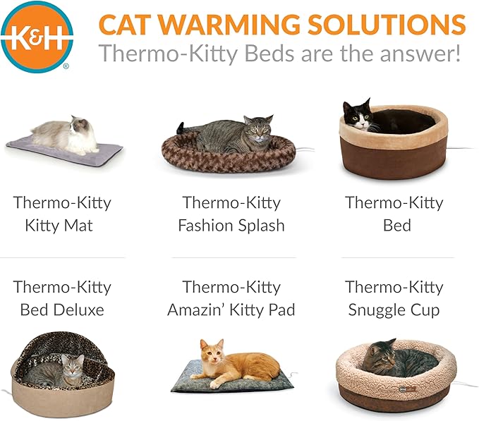 K&H Pet Products Self-Warming Cat Bed Pad - Small 21" x 17", Reversible, Washable, Oatmeal/Chocolate (Pack of 6)