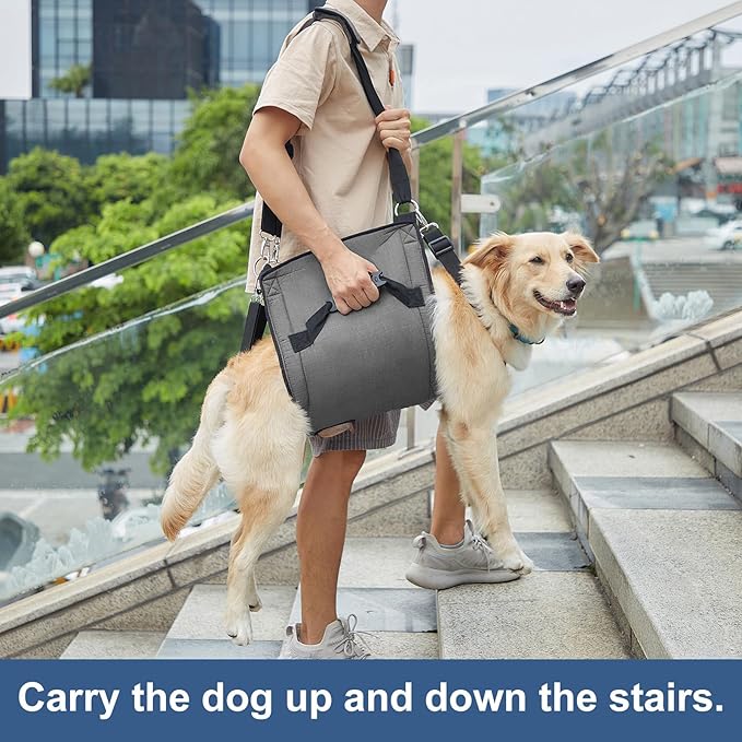 COODEO Dog Carry Sling, Emergency Backpack Pet Legs Support & Rehabilitation Dog Lift Harness for Nail Trimming, Dog Carrier for Senior Dogs Joint Injuries, Arthritis, Up and Down Stairs(L, Black)