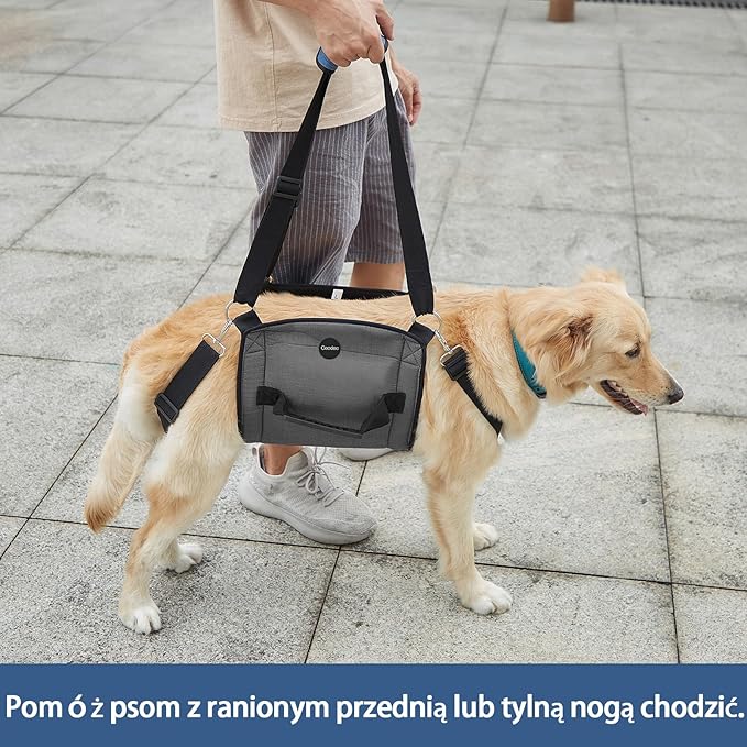 COODEO Dog Carry Sling, Emergency Backpack Pet Legs Support & Rehabilitation Dog Lift Harness for Nail Trimming, Dog Carrier for Senior Dogs Joint Injuries, Arthritis, Up and Down Stairs(L, Black)