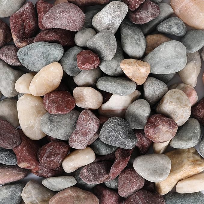 11lbs Natural River Rocks, Polished Pebbles for Plants Garden, 1-2 inch Decorative Countryside Stones, Ideal for Fish Tank, Vases, Crafting, Garden Landscaping Rocks,Countryside