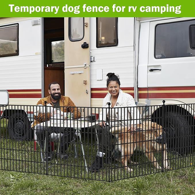 10 Panels No Dig Decorative Outdoor Garden Fence with Gate for Yard, 32 in(H) X 23.6 ft(L) Animal Barrier Fencing Rustproof Metal Wire Panel Border for Dog, Rabbits, and Patio Temporary Ground Stakes