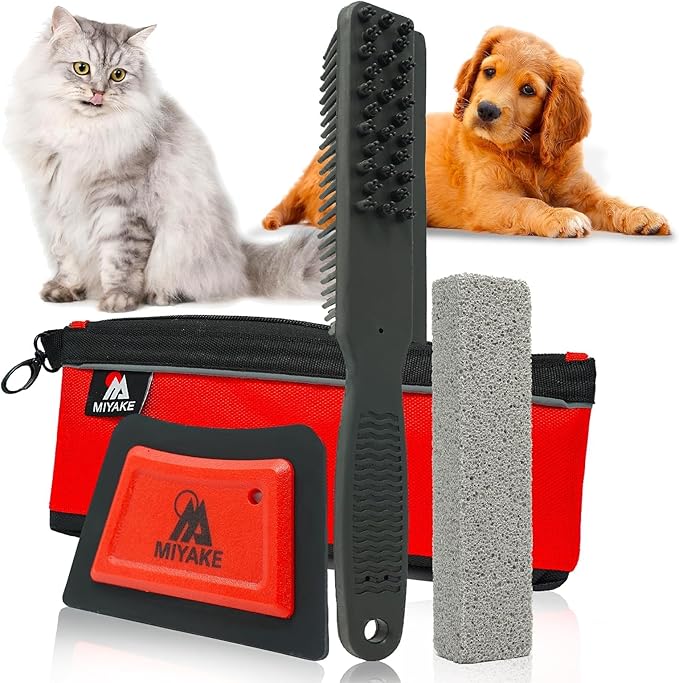 Miyake 3-in-1 Pet Hair Removal Tool Kits - Auto Detailing, Couch, Furniture, Lint & Carpet Cleaner, Cat and Dog Hair Remover, Car Detailing Supply & Home Tools