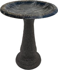 Tierra Garden Birdbath for Outdoors - 24" Charcoal Fiber Clay Bird Bath Bowl and Stand, Easy Assembly UV-Resistant Bird Baths for Outside, Outdoor Decor Pedestal Birdbaths, Garden Decor for Outside