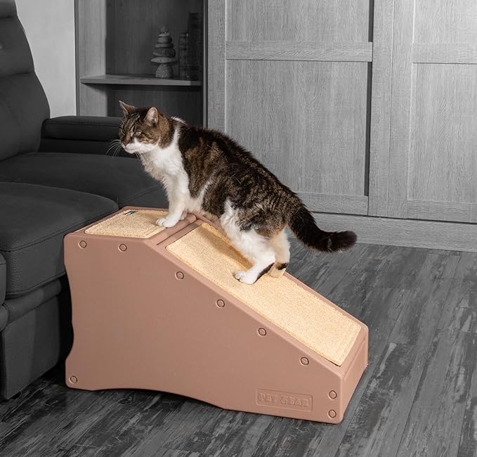 Pet Gear Stramp Stair and Ramp Combination for Dogs/Cats, Easy Step, Lightweight/Portable, Sturdy, Easy Assembly (No Tools Required) 1 Model, Camel