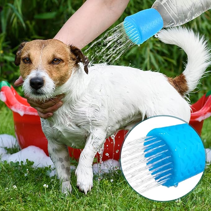 3 Pieces Portable Outdoor Shower for Dogs, Bottle Attachment Outdoor Water Sprayer Accessory, Works with Most Plastic Water or Soda Bottles from 16 oz to 2 Liters (Sky Blue)