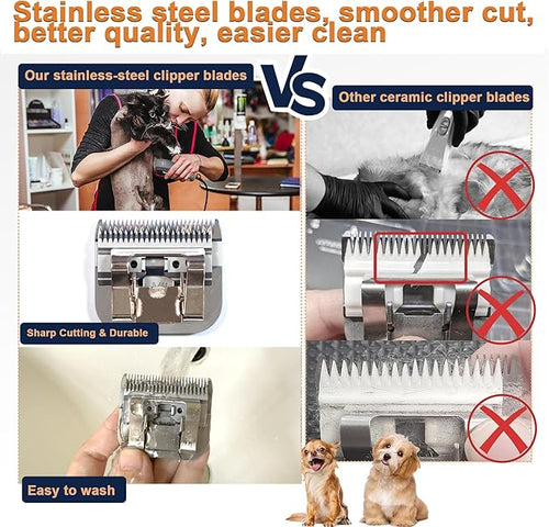 #40 1/100 inch (0.25mm) Pet Grooming Clipper Replacement Blades, Detachable Blade Compatible with andis/wahl/Oster Dog Clippers (S40)