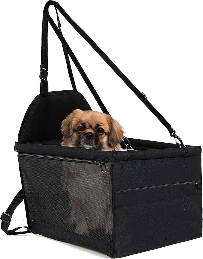 Dog Travel Car Seat Pet Car Booster with Clip-On Safety Leash,Reinforce Support Pipe Anti-Collapse,Portable Collapsible Travel Bags for Dogs Cats or Other Medium Pet Under 35lb,Black M