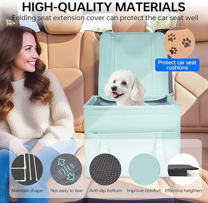 Dog Booster Car Seat with Washable Removable Cover for Small Dogs up to 13 lbs,Fits Car Truck SUV,(Green).