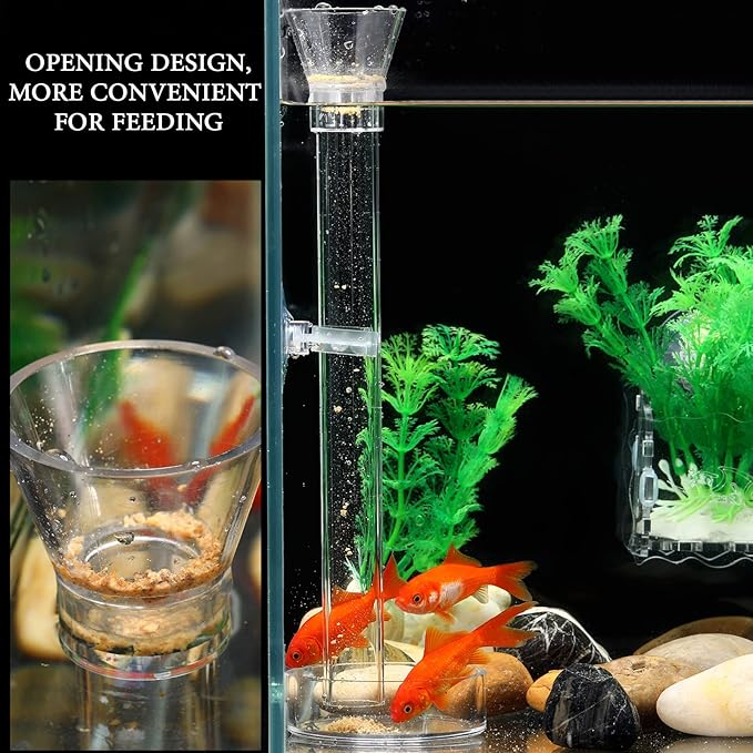 12 Pieces Shrimp Feeder Set 4 Acrylic Tubes & 8 Dishes, Clear Crystal Glass Bowl, Fish Tank Feeding Supplies for Shrimp & Betta, 2 Sizes