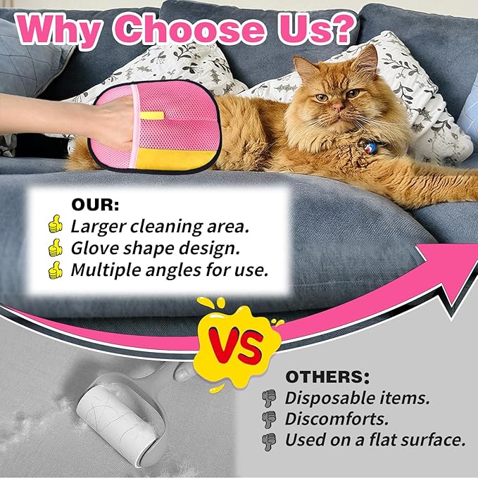 4PCS Upgraded Pet Hair Removal Gloves for Dogs & Cats, Pet Hair Removal Glove, Reusable Electrostatic Pet Hair Glove with Pet Hair Remover, Thickened Pet Hair Mitt for Clothing,Couch, Carpet, Car Seat