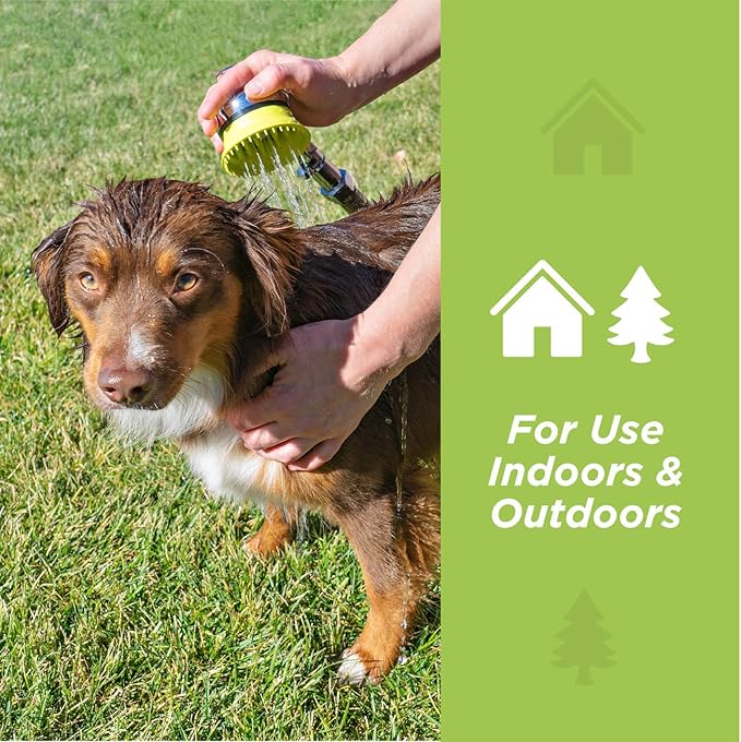Wondurdog Deluxe Indoor Outdoor Dog Wash Kit for Shower and Garden Hose w/Water Pressure Control, Splash Shield & Rubber Scrubbing Attachment. Fast & Easy Dog Bath. Cleaning for Short & Long Hair Pet