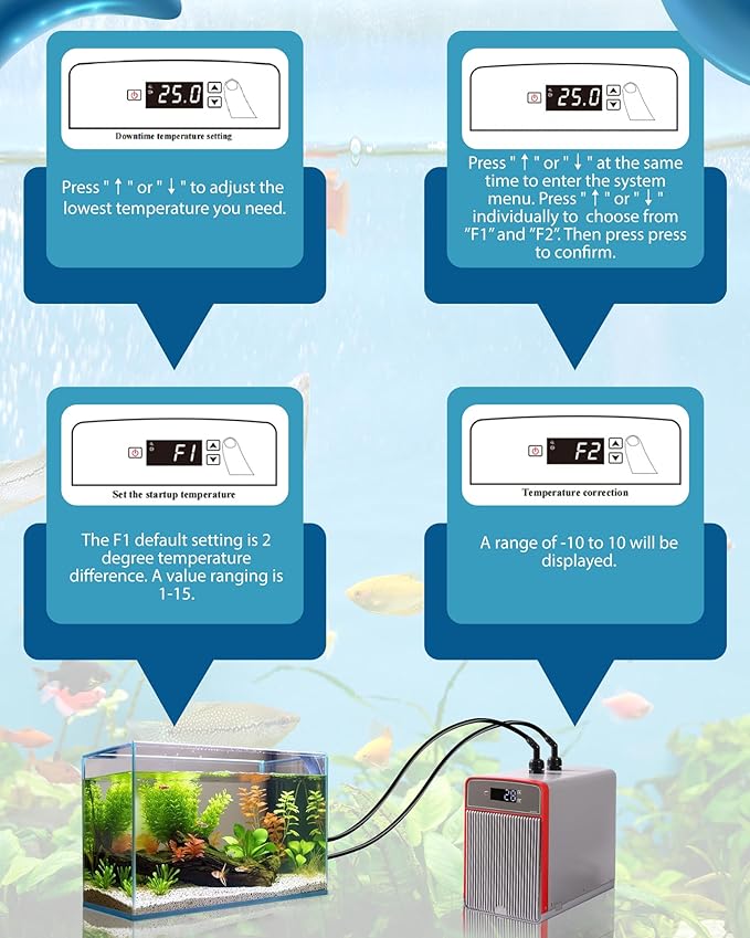 1/10 HP Aquarium Chiller– 42gal (160L). for Axolotls, Fish Tanks, hydroponics. Sea & Fresh Water Compatible. Includes Pump, nozzles & Hoops. Ideal for Coral & Shrimp.