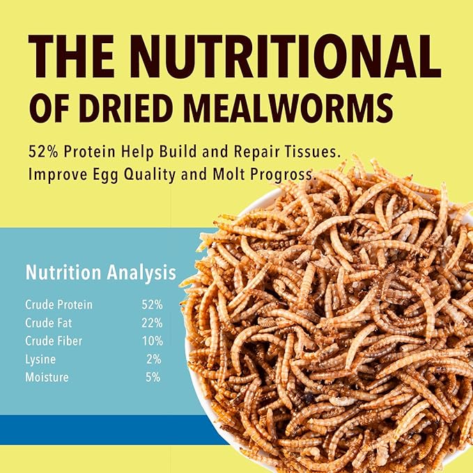 10lb Dried Mealworms for Wild Birds Chickens Feed for Laying Hens,Ducks,Reptiles