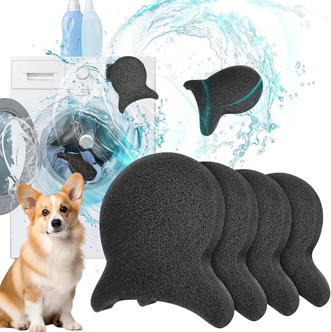 Pet Hair Remover for Laundry, Reusable Dog & Cat Hair Remover Tool, Effectively Removes Pet Hair, Lint and Dander from Bedding and Clothing, Suitable for Washing Machines, Dryers 4PCS