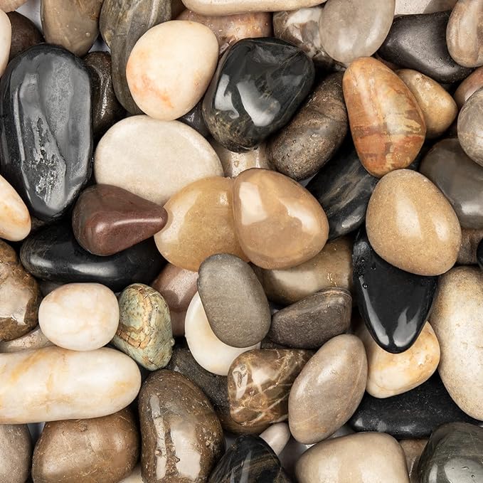 11lbs Mix Natural River Rocks, High-Polished Pebbles for Plants Garden, 1-2 inch Decorative Mix Stones, Ideal for Fish Tank, Vases, Crafting, Home Decor and Garden Landscaping Rocks,Mix