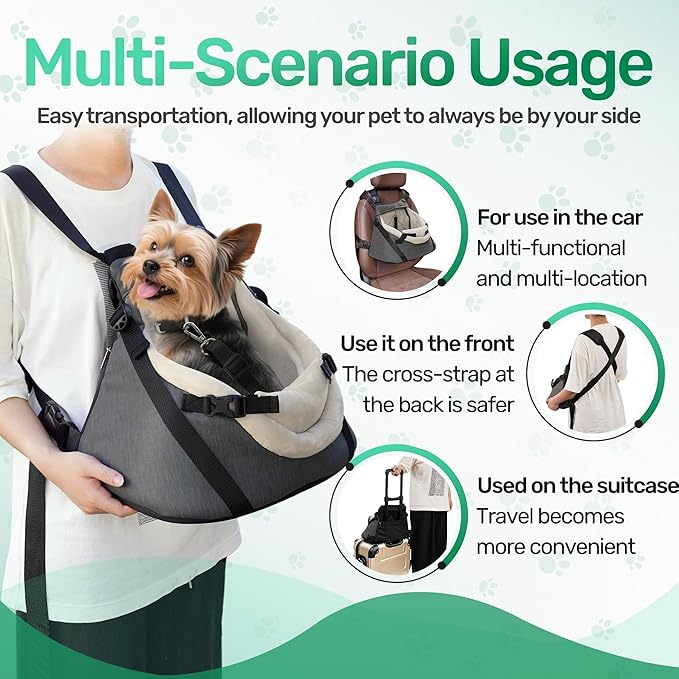 YUDODO Small Dog Car Seat Under 7lbs Luxury PU Leather Dog Booster Seat with Safety Belt, Soft Cushion, Can be Used as Pet Front Carrier Backpack Gray
