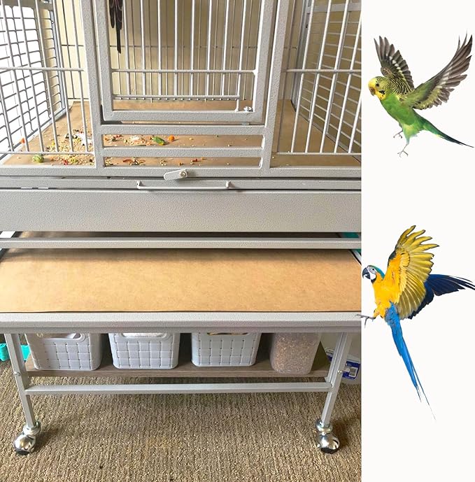 100PCS Bird Cage Liner Papers 11×17in-Disposable Kraft Paper Cage Liners for Pet Bird Parrot Cushion Pad Pet Bedding Accessories(Kraft Paper)