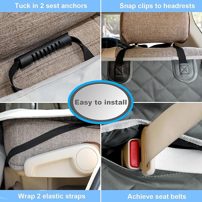 Dog Seat Cover for Back Seat More Durable Waterproof Backseat Protector, High Heat Resistant and Nonslip Back Seat Cover for Dogs Kids, Universal Size Fits Cars Trucks SUVs (Grey)