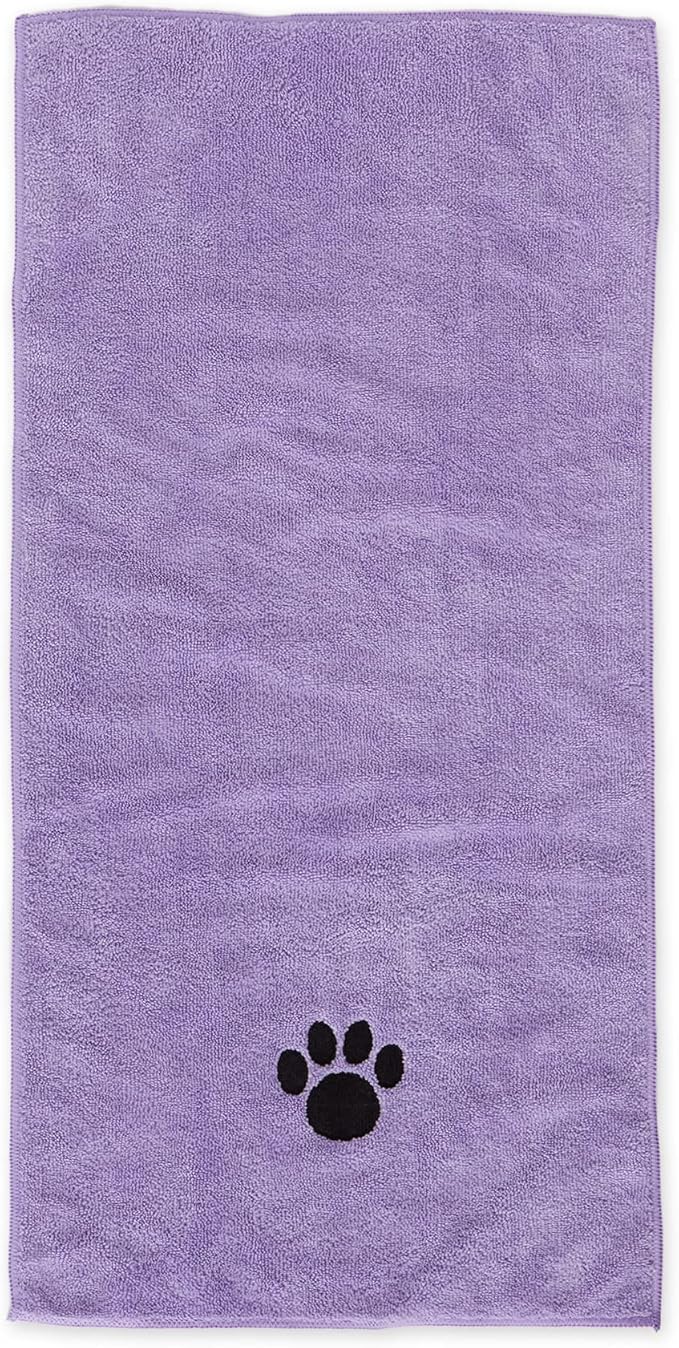 Bone Dry Pet Grooming, Embroidered Microfiber Towel Drying Collection, 15x30, Lavender