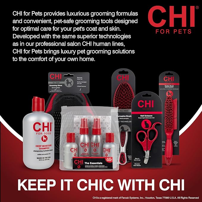 CHI for Dogs 2-in-1 Dematting and Deshedding Rake - Dual-Head Grooming Tool for Mats and Knots - Flip-Out Fine Rake for Smoothing Coats - Large Blade for Thick Fur - Dog Detangler Comb