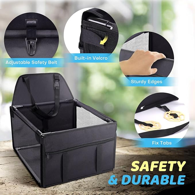 Small Dog Car Seats for Small Dogs,Portable Puppy/Pet Car Booster Seat with Clip-On Leash and Mesh Window for Small Pet Up to 11 lbs
