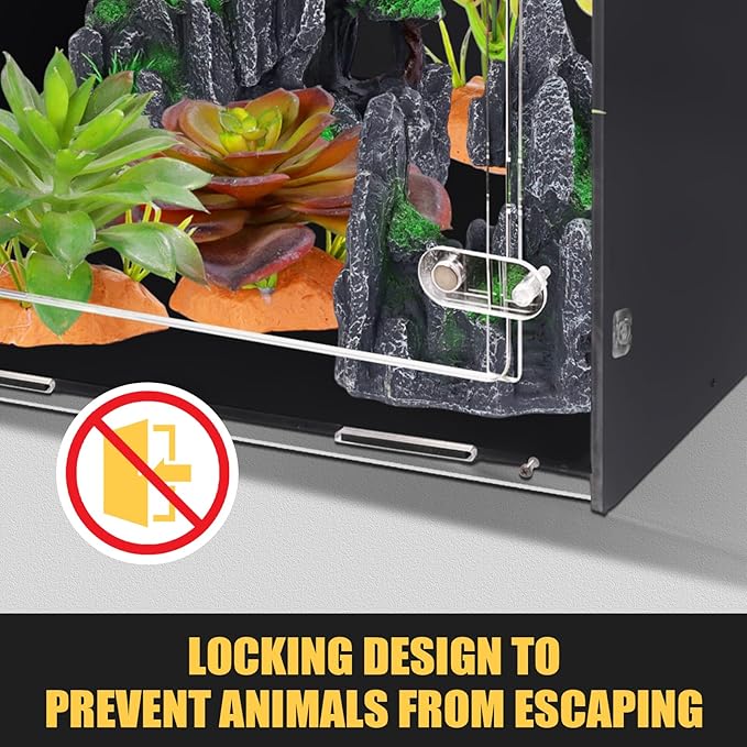 10 Gallon Reptile Tank - 12x12x18 Crested Gecko Tank Enclosure - PVC Habitat with Ventilation for Lizard, Spiders & Snakes