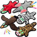 No Stuffing Dog Squeaky Toys, Glowing Eyes Crinkle Plush Puppy Toys for Teething Chewing, 5pcs Flat Tough Dog Toys Set for Large Medium Small Dogs to Keep Them Busy