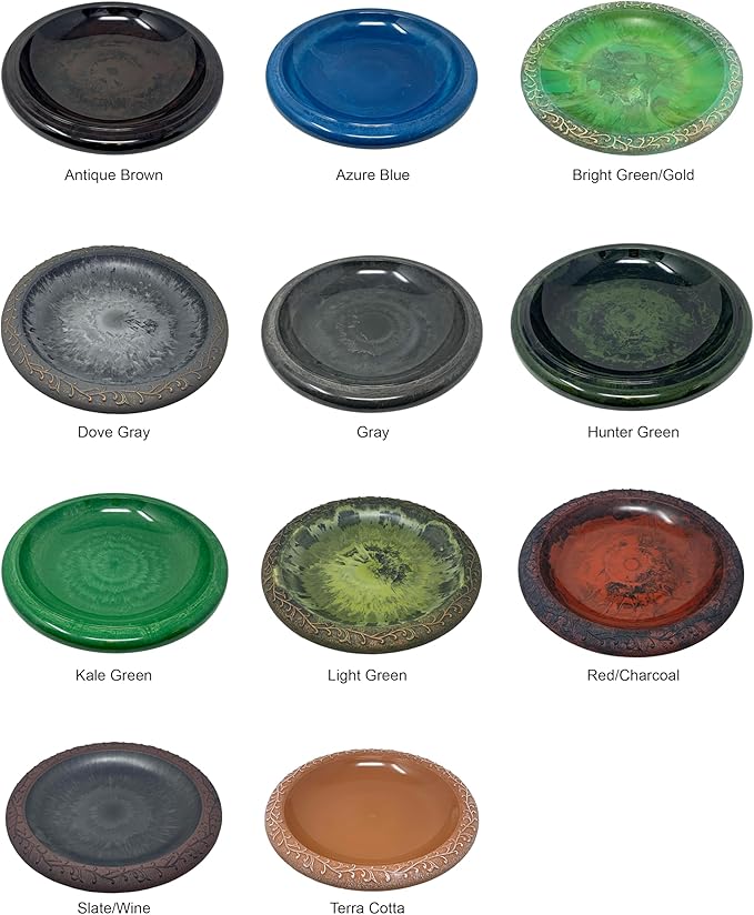 Birdbath for Outdoors - 24"x19" Green Fiber Clay Bird Bath Bowl and Stand, Easy Assembly UV-Resistant Bird Baths for Outside, Outdoor Decor Pedestal Birdbaths, Garden Decor for Outside