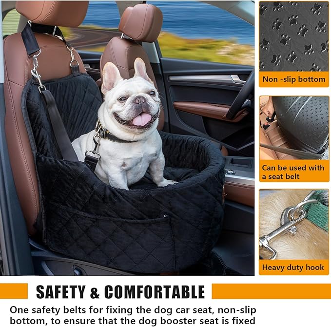 Dog Car Seat for Small and Medium,Memory Foam Pet Booster Seats,for Dogs Car Ded Weighing no More Than 35 pounds,Removable and Easy to Install,Equipped with Storage Bag and Dog Blanket.