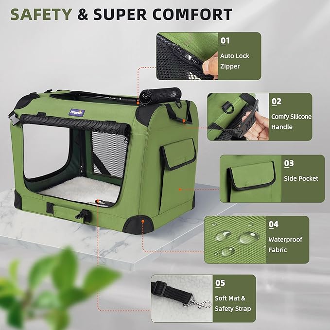 Petprsco Large Cat Carrier for 2 Cats Small Medium Dogs, Soft Pet Carrier 24x17x17 for Traveling with Warm Blanket Foldable Bowl and Washable Pad
