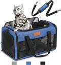 PETUX TSA Approved Pet Carrier in Cabin, 17"x11"x9.5" Soft Cat Carriers for Small Cat up to 12 lb, Top-Open Portable and Breathable Pet Carrier Airline Approved for Travel and Vet Visit, Blue