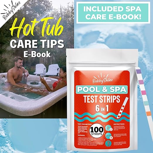 100 Pool Test Strips - Chemical Hot Tub Test Strips for Hot Tub Water, Pool and Spa Test Strips for Hot Tub Testing Strips, Pool Strips Test pH Strips, Chlorine, Bromine, Hardness, Alkalinity