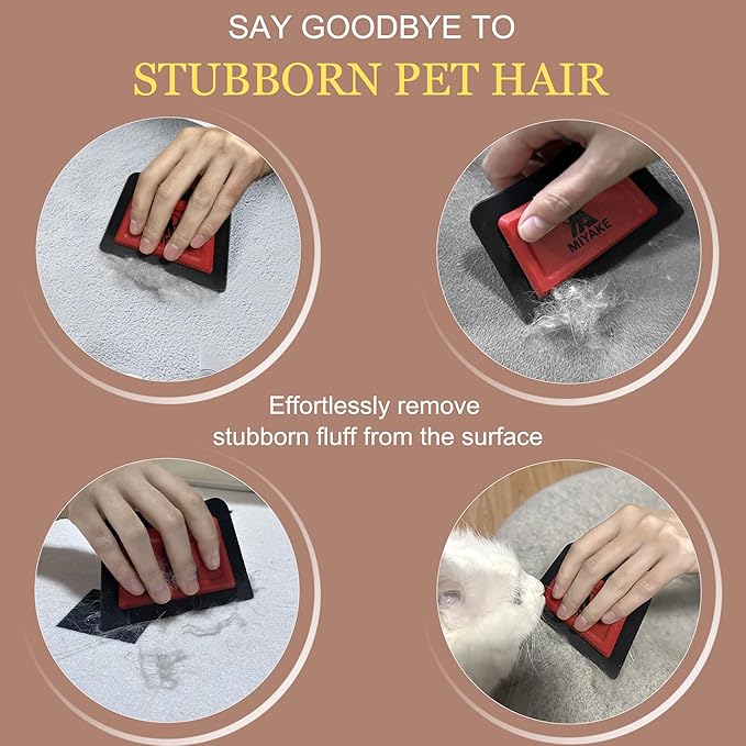 Miyake Mini Pet Hair Remover | Dog Hair Remover for Car Carpet & Car Cleaning Supplies, Cat Hair Remover for Furniture, Reusable Carpet Brush and Lint Remover, Pet Hair Removal Tool