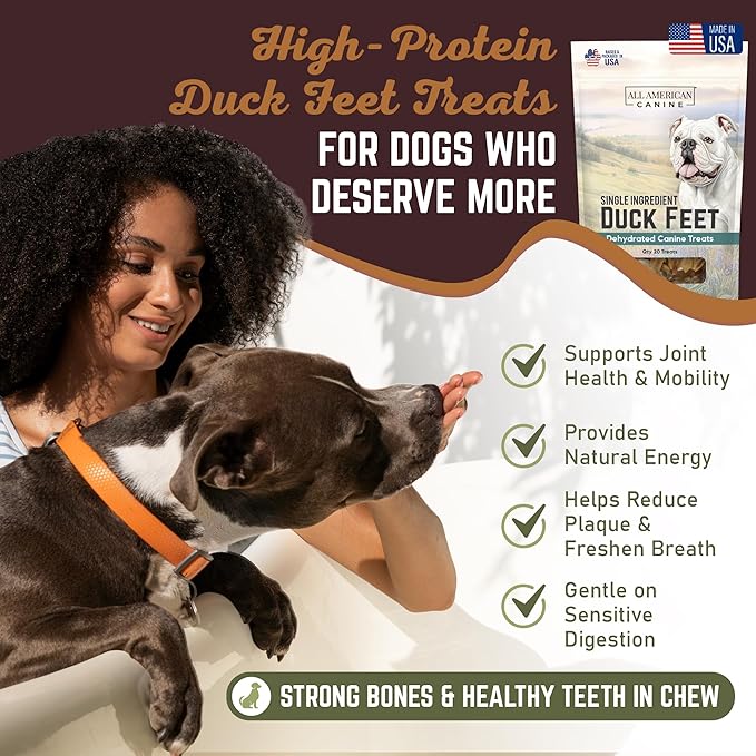 10 Natural Duck Feet Dog Treats– Single Ingredient, Dehydrated & Digestible – Crunchy, Low-Fat, High-Protein Chew for Joint Support & Dental Health – Made in USA