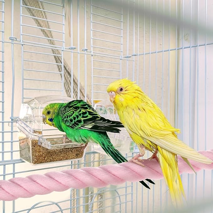 1-Pack Rope Perches for Bird Cages, 31.5 in Length Comfort Grip Flexible Rope Perch Beak & Paw Grinding for Parrots/Cockatiels/Parakeets, Bird Platform Sand [Pink]