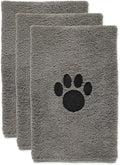 Bone Dry Pet Grooming, Embroidered Microfiber Towel Drying Collection, 15x30, Gray