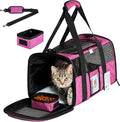 Cat Carrier for Cats Small Dogs, Kitten,Puppy Pet Carrier for Small Medium Cats Under 15lb, Collapsible Soft Sided TSA Approved Travel Carrier, Red
