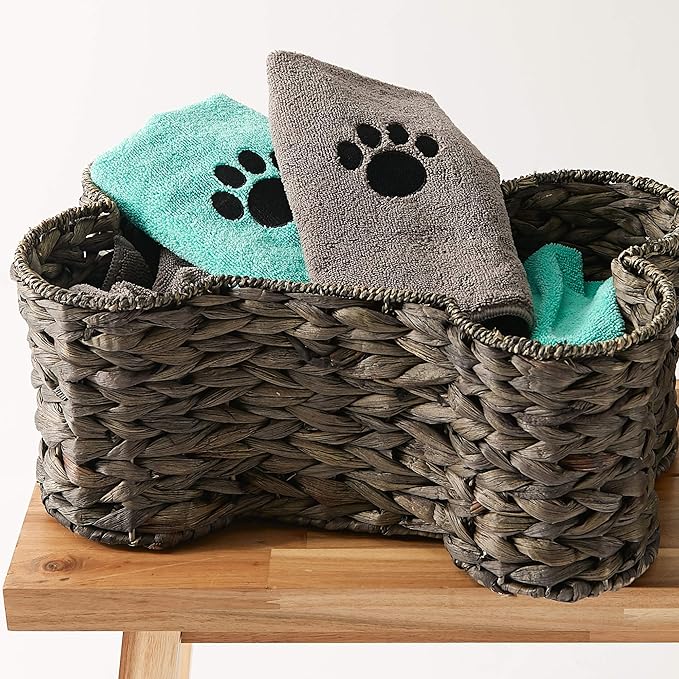Bone Dry Pet Grooming, Embroidered Microfiber Towel Drying Collection, 15x30, Aqua