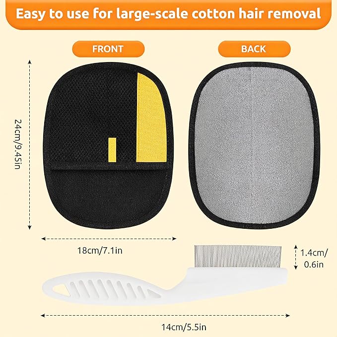 2 Pcs Pet Hair Remover Glove, Cat & Dog Reusable Electrostatic Gloves Pet Hair 2025 New Upgrade,Grooming Pet Hair Remover Tool, Reusable Quick De-Shedding Gloves for Couch、 Clothing、Carpet,、Car Seats