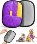 2025 Thickened Electrostatic Pet Hair Removal Gloves (2 Pcs) - Reusable Strong Grooming Gloves for Cats & Dogs, Hair Remover for Couch, Furniture, Carpet, Car Seats & Clothing (Purple)