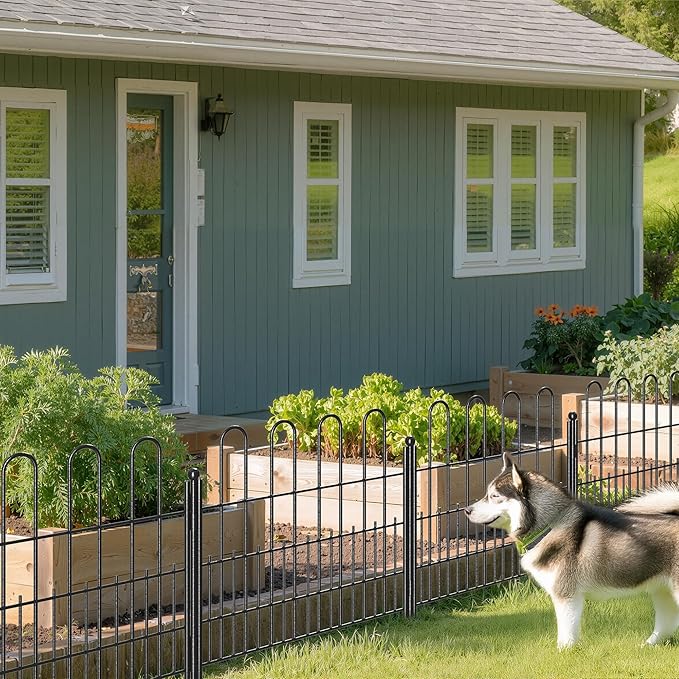 10 Panels Garden Fence with Latch Gate, 24.01in (H) X 20ft(L) Animal Barrier Fence with 1in Gaps for Rabits, Dog Fencing Outdoor for Yard, Flower Beds, Patios, Vegetable Patches