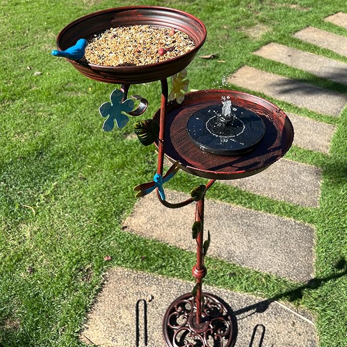 Bird Baths for Outdoors, 43" Tall Cast Iron Bird Bath and Feeder, Pedestal Bird Bath for Outside, Metal Heavy Duty 2 in 1 Birdbaths and Bird Feeders, Decorative Birdbath for Garden Yard
