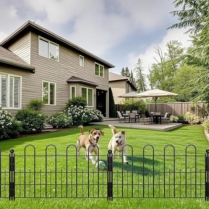 10 Panels Garden Fence with Latch Gate, 11.81in (H) X 16.42ft(L) Animal Barrier Fence with 1in Gaps for Rabits, Dog Fencing Outdoor for Yard, Flower Beds, Patios, Vegetable Patches