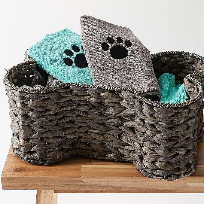 Bone Dry Pet Grooming, Embroidered Microfiber Towel Drying Collection, 15x30, Gray