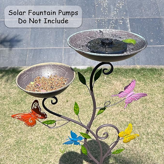 51" H Bird Baths for Outdoors,Vintage Metal Birdbaths for Outside, Free Standing Bird Bath Bowl for Garden, Tall Bird Bath and Feeder Tray with 4 Prong Base for Yard Porch Patio Decoration
