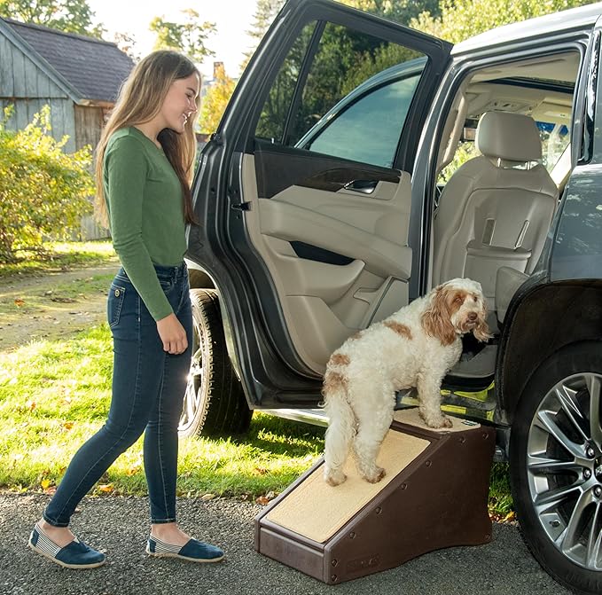 Pet Gear Stramp Stair and Ramp Combination for Dogs/Cats, Easy Step, Lightweight/Portable, Sturdy, Easy Assembly (No Tools Required) 1 Model, Espresso