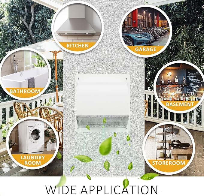 10 inch Steel Hooded Wall Vent with Screen,Arc-Shaped Wall Vent for Ventilation and Exhaust,Suit for Residential Housing and Industrial Facilities,White