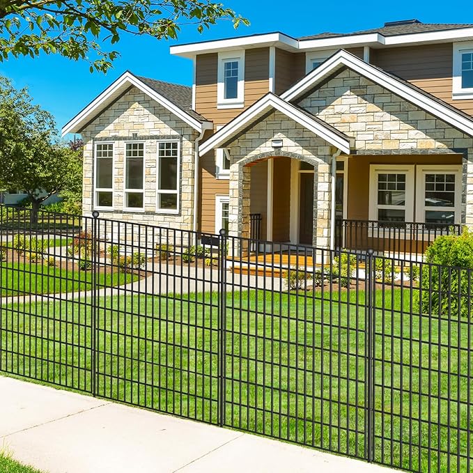 10 Panels No Dig Garden Fence with Gate, 40 in(H) X 24.2 ft(L) Metal Fence Panels, Thickened Rustproof Garden Fencing, Animal Barrier Fence for for Dogs, Rabbits, Landscape, Patio